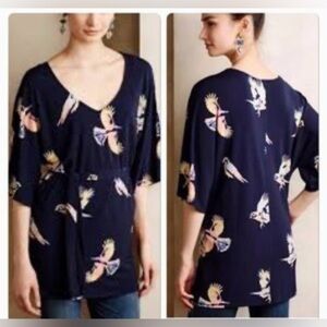 Deletta tunic navy blue print M Top anthropology